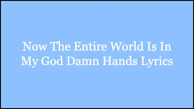 Now The Entire World Is In My God Damn Hands Lyrics