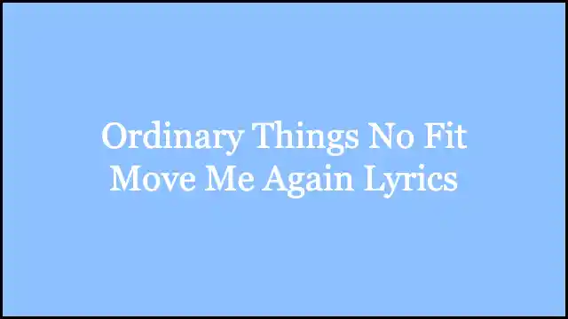 Ordinary Things No Fit Move Me Again Lyrics