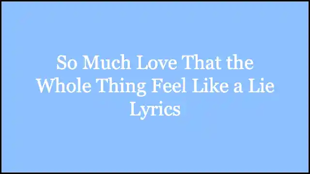 So Much Love That the Whole Thing Feel Like a Lie Lyrics