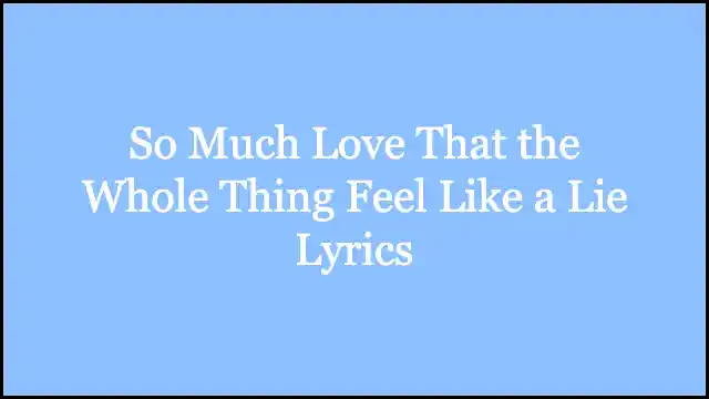 So Much Love That the Whole Thing Feel Like a Lie Lyrics