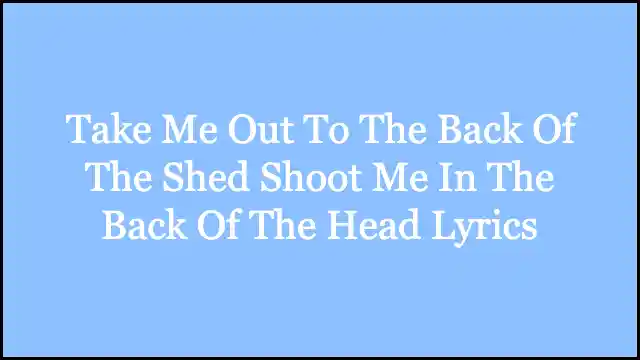 Take Me Out To The Back Of The Shed Shoot Me In The Back Of The Head Lyrics