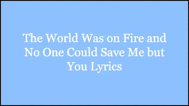The World Was on Fire and No One Could Save Me but You Lyrics