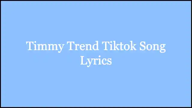 Timmy Trend Tiktok Song Lyrics