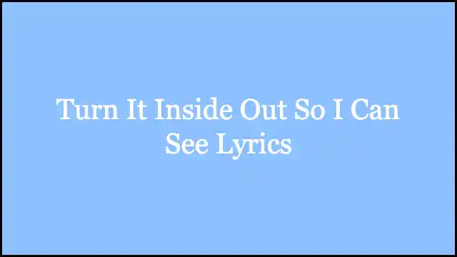 Turn It Inside Out So I Can See Lyrics
