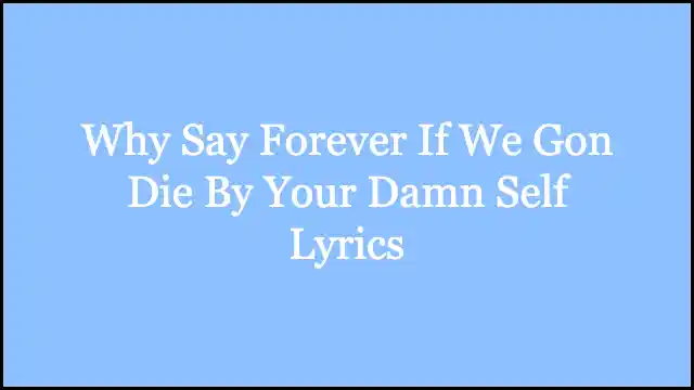 Why Say Forever If We Gon Die By Your Damn Self Lyrics
