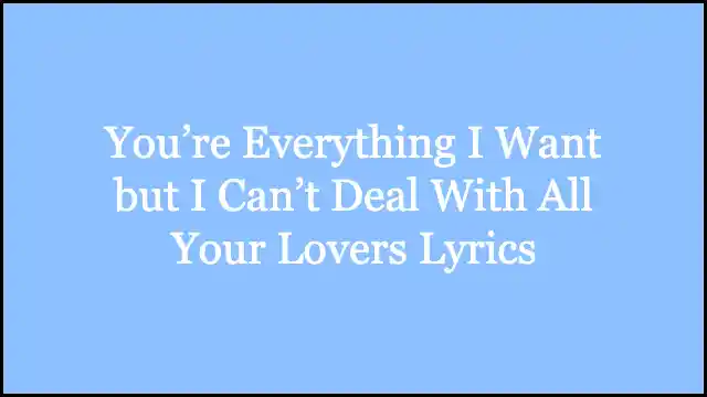 You’re Everything I Want but I Can’t Deal With All Your Lovers Lyrics