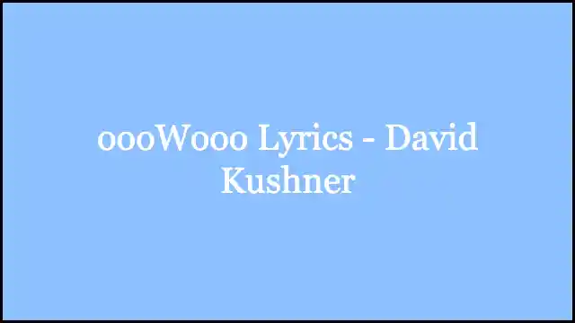 oooWooo Lyrics - David Kushner
