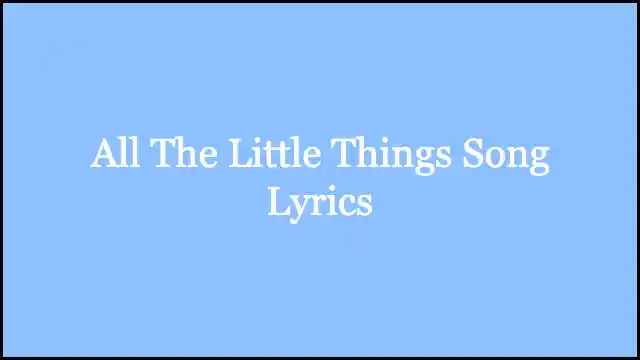 All The Little Things Song Lyrics