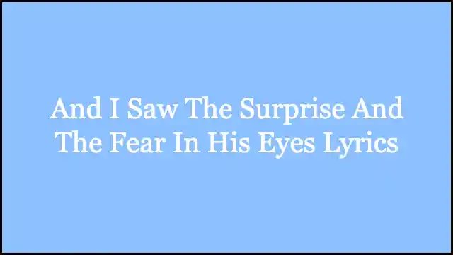 And I Saw The Surprise And The Fear In His Eyes Lyrics