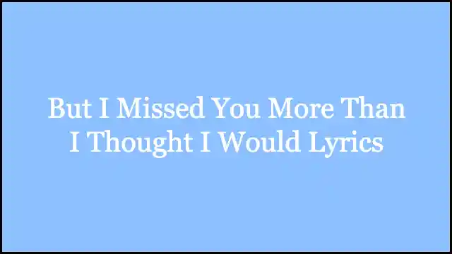But I Missed You More Than I Thought I Would Lyrics