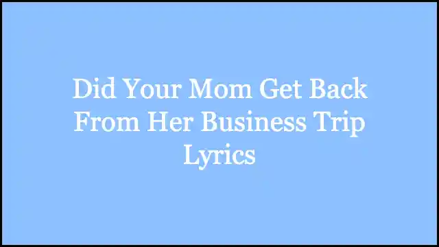 Did Your Mom Get Back From Her Business Trip Lyrics
