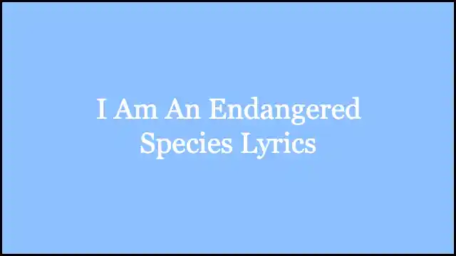 I Am An Endangered Species Lyrics