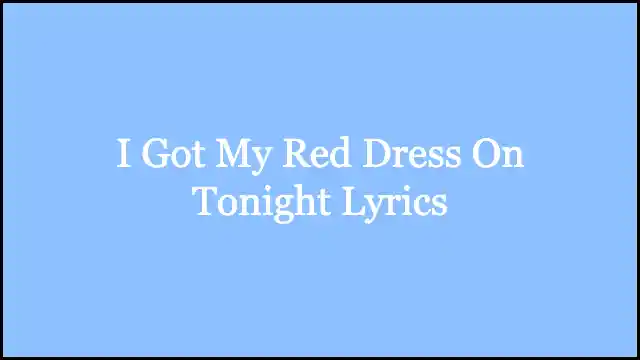 I Got My Red Dress On Tonight Lyrics