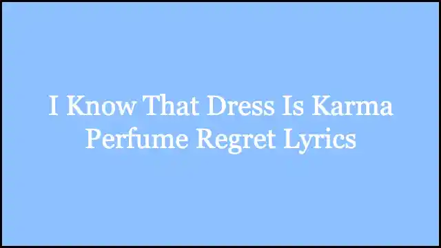 I Know That Dress Is Karma Perfume Regret Lyrics