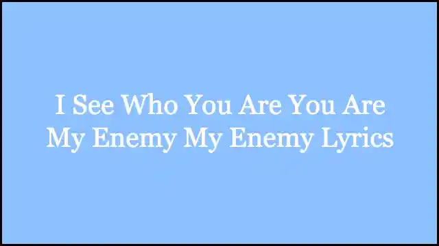 I See Who You Are You Are My Enemy My Enemy Lyrics