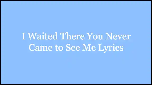 I Waited There You Never Came to See Me Lyrics