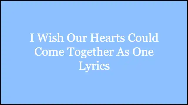 I Wish Our Hearts Could Come Together As One Lyrics