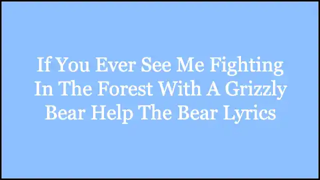If You Ever See Me Fighting In The Forest With A Grizzly Bear Help The Bear Lyrics