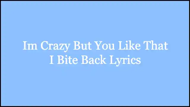 Im Crazy But You Like That I Bite Back Lyrics