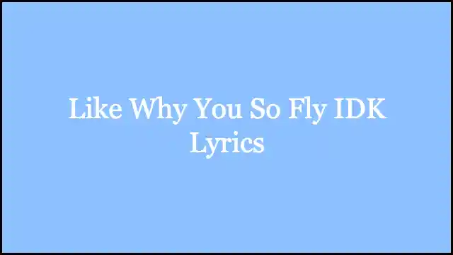 Like Why You So Fly IDK Lyrics
