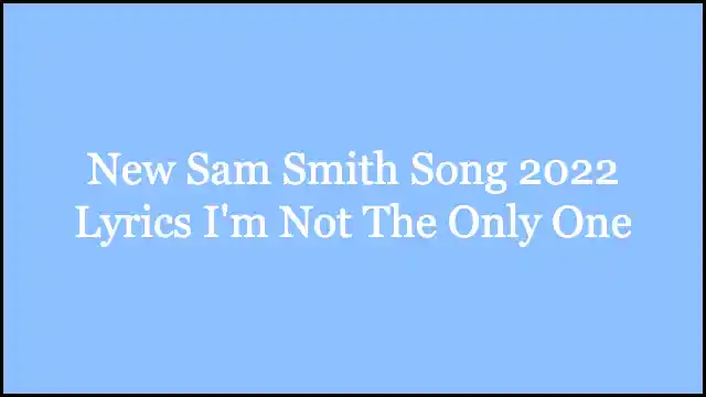 New Sam Smith Song 2022 Lyrics I'm Not The Only One