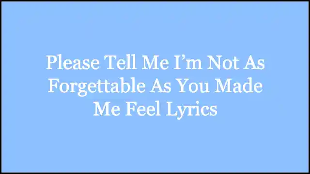 Please Tell Me I’m Not As Forgettable As You Made Me Feel Lyrics