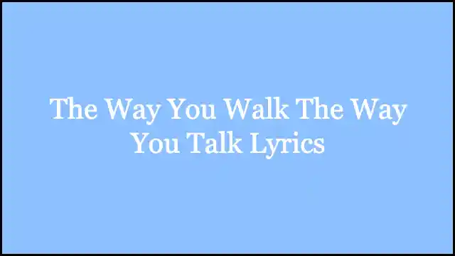 The Way You Walk The Way You Talk Lyrics