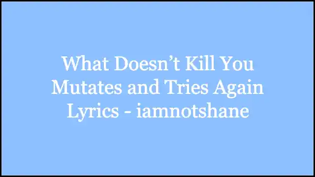 What Doesn’t Kill You Mutates and Tries Again Lyrics - iamnotshane