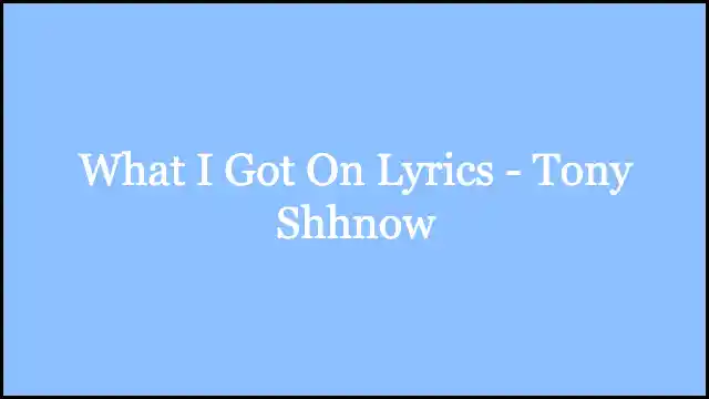 What I Got On Lyrics - Tony Shhnow
