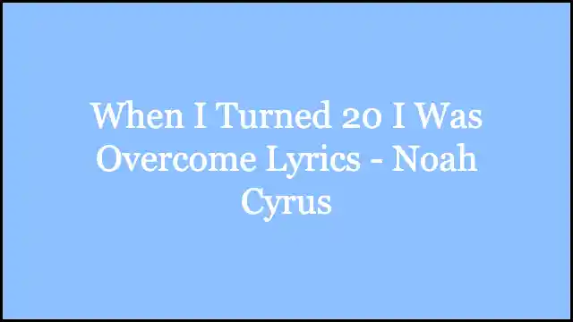 When I Turned 20 I Was Overcome Lyrics - Noah Cyrus