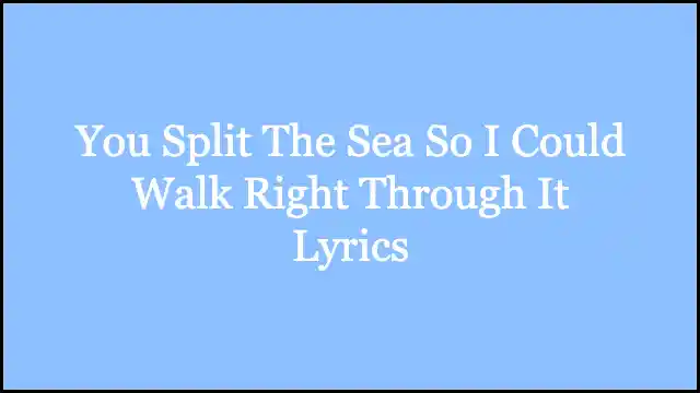 You Split The Sea So I Could Walk Right Through It Lyrics