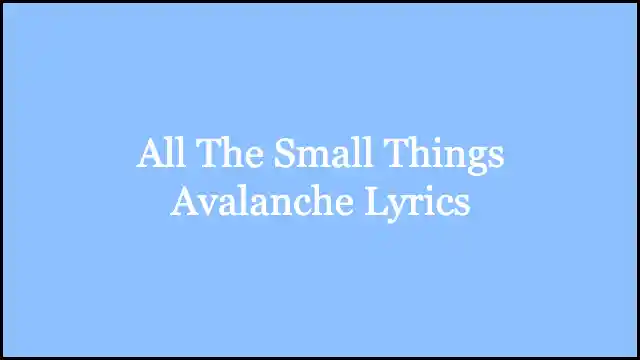 All The Small Things Avalanche Lyrics