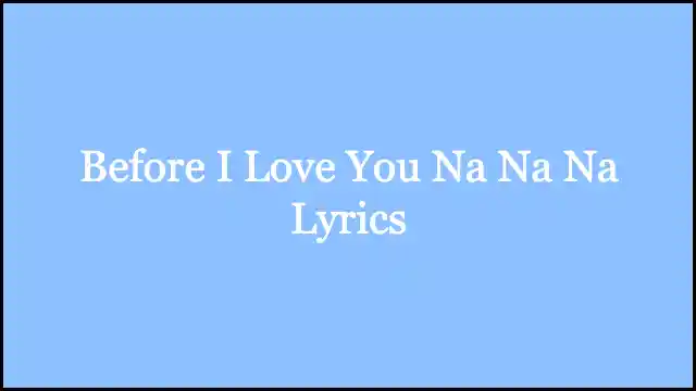 Before I Love You Na Na Na Lyrics