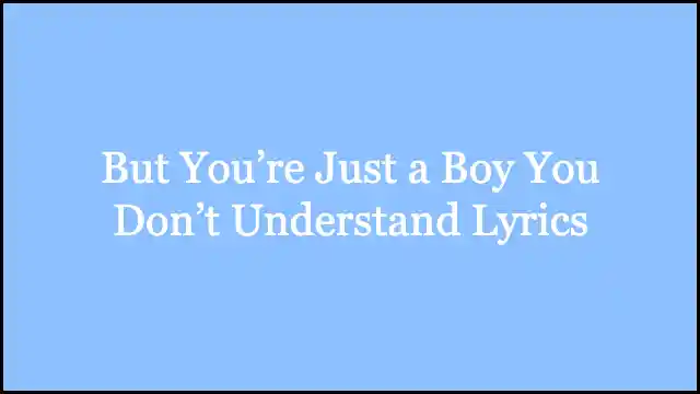 But You’re Just a Boy You Don’t Understand Lyrics