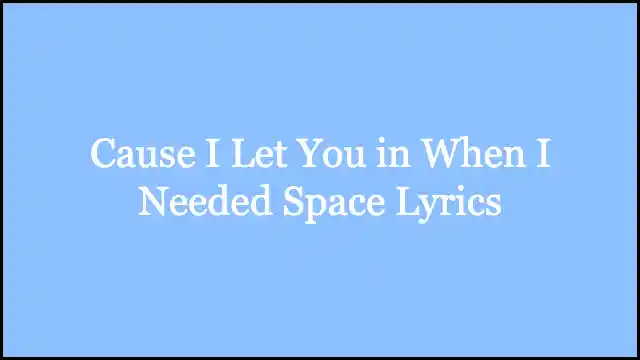 Cause I Let You in When I Needed Space Lyrics