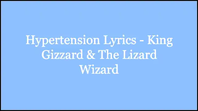 Hypertension Lyrics - King Gizzard & The Lizard Wizard