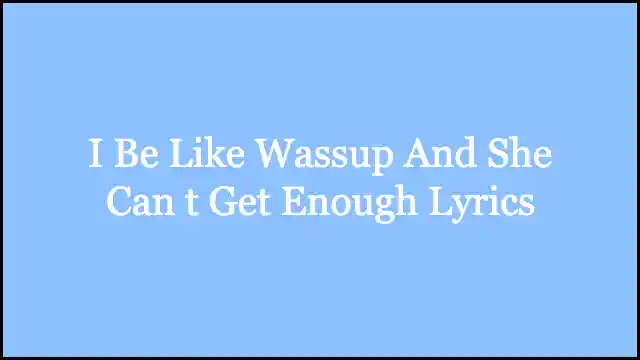 I Be Like Wassup And She Can t Get Enough Lyrics