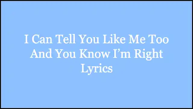 I Can Tell You Like Me Too And You Know I’m Right Lyrics