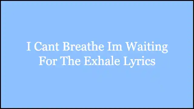 I Cant Breathe Im Waiting For The Exhale Lyrics