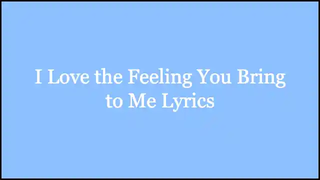 I Love the Feeling You Bring to Me Lyrics