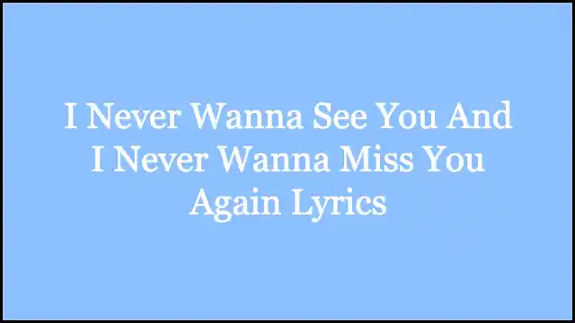 I Never Wanna See You And I Never Wanna Miss You Again Lyrics