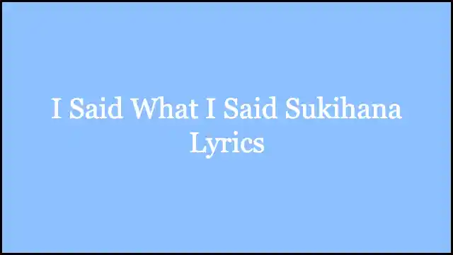 I Said What I Said Sukihana Lyrics