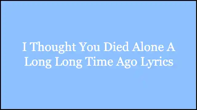 I Thought You Died Alone A Long Long Time Ago Lyrics