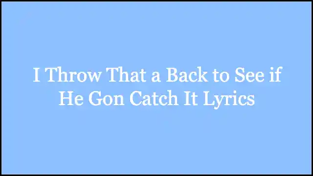 I Throw That a Back to See if He Gon Catch It Lyrics