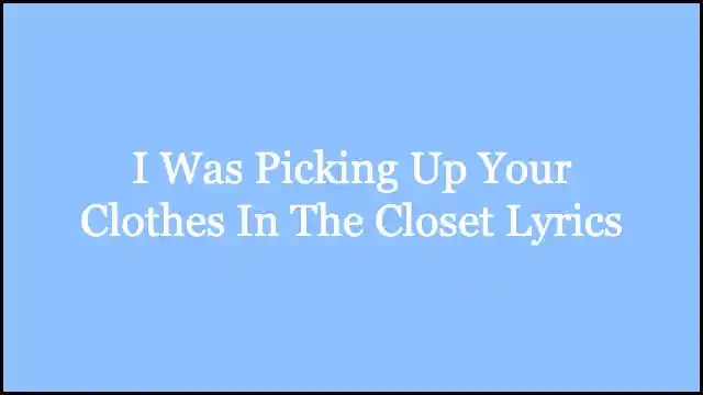 I Was Picking Up Your Clothes In The Closet Lyrics