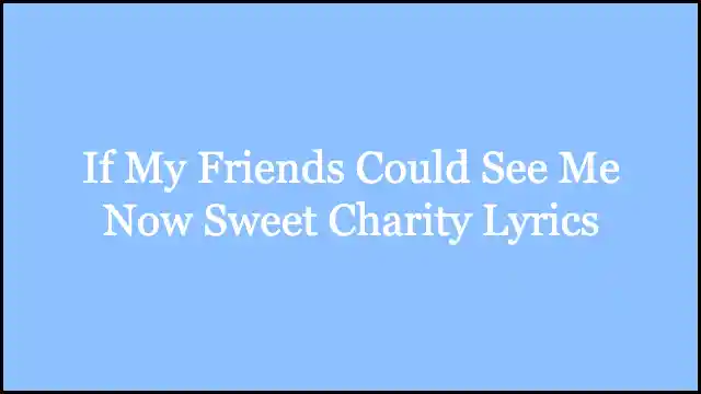 If My Friends Could See Me Now Sweet Charity Lyrics