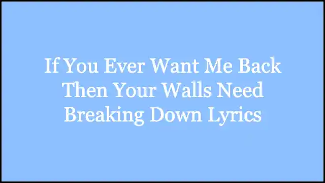 If You Ever Want Me Back Then Your Walls Need Breaking Down Lyrics