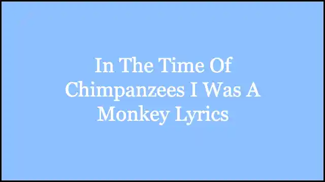 In The Time Of Chimpanzees I Was A Monkey Lyrics