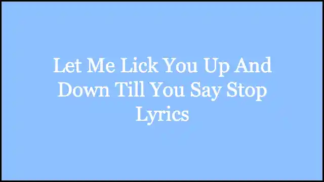 Let Me Lick You Up And Down Till You Say Stop Lyrics