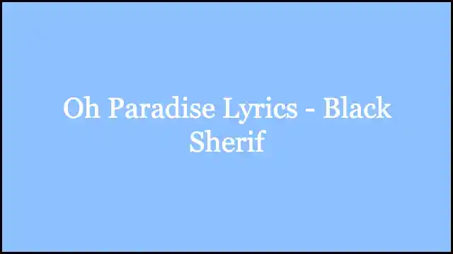 Oh Paradise Lyrics - Black Sherif
